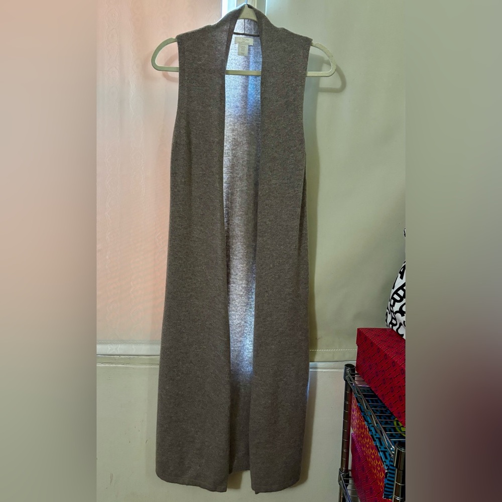 ST.TROPEZ WEST LONG VEST,100% 2 Ply CASHMERE,XS SIZE, NEW WITHOUT TAGS